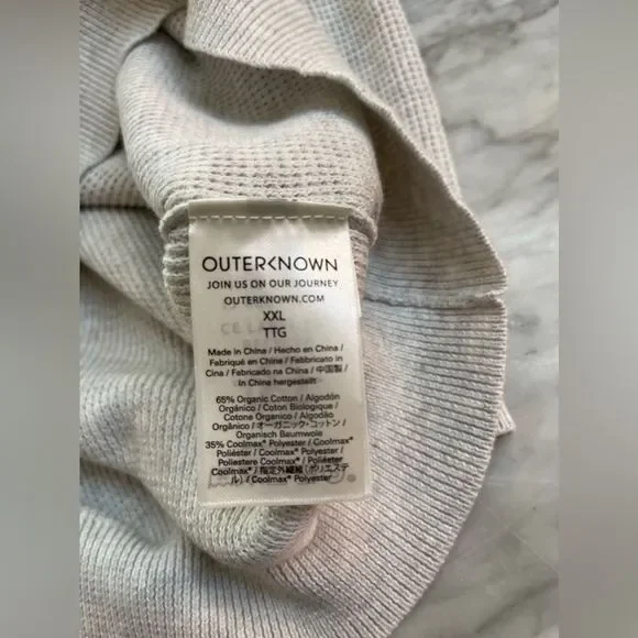 Outerknown Gray Crewneck Sweater with Rainbow Stripes